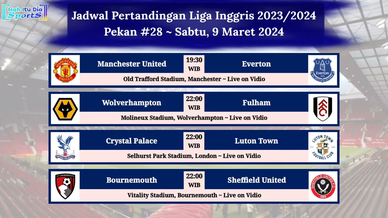 Jadwal Liga Inggris 2023/24 Terbaru